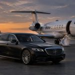 Landing at Lisbon or Cascais Airfield: From Wheels Down to Your Hotel Door Black Mercedes waiting beside a private jet at dusk